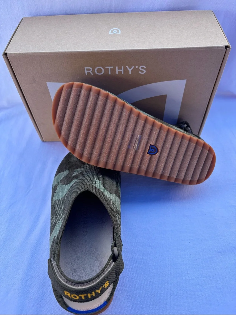 Rothy's Kids Camo Slip-On in Olive Green
